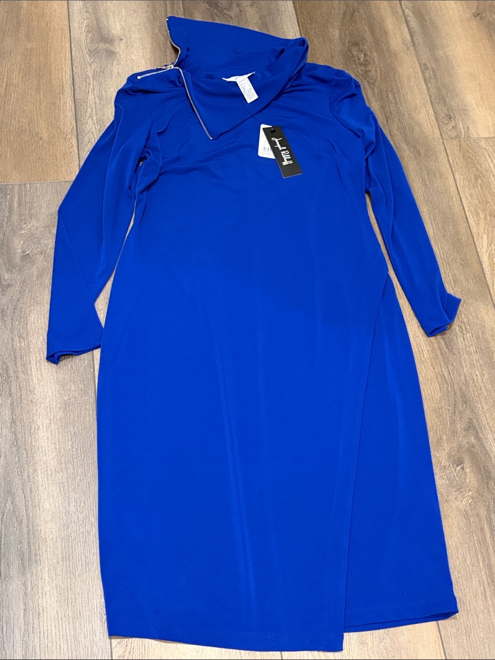 Joseph Ribkoff Cobalt Blue Long Sleeve Asymmetric Wrap Dress